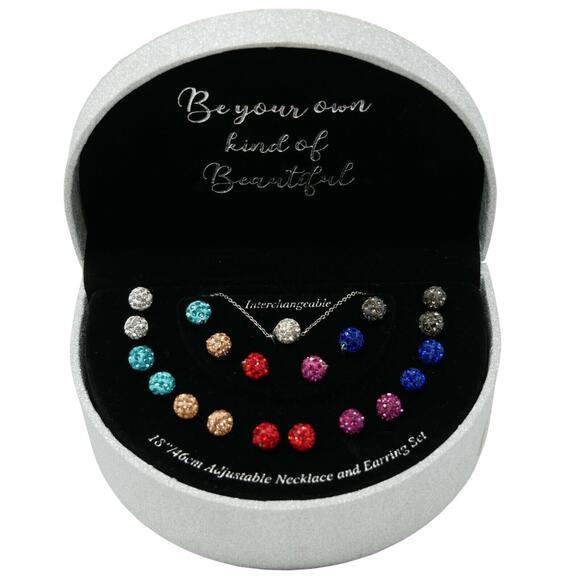 Unbranded Jewelry - Interchangeable Necklace & Pierced Earring Multiple Sets Adjustable 18" NEW